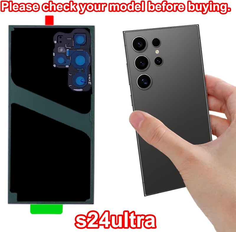 Anglepingping S24 Ultra Back Glass Replacement for Samsung Galaxy S24 Ultra 5G Back Glass Cover with Pre-Installed Tape and Camera Lens +Tools (Dark Gray) - Image 4